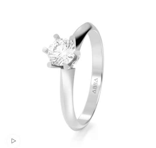 ANILLO DE COMPROMISO 10k ORO BLANCO  SOLITARIO CLASICO ABBA JOYAS