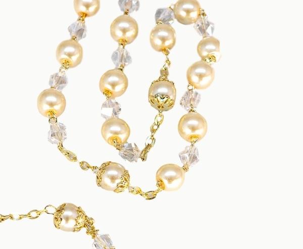 Rosario fino religioso artesanal para boda, xv años y primera comunión (paquete de 3 rosarios)