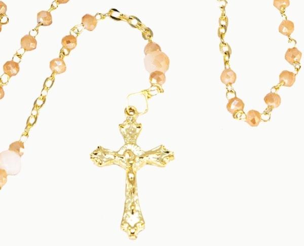 Rosario religioso artesanal para boda, xv años y primera comunión (paquete de 3 rosarios)