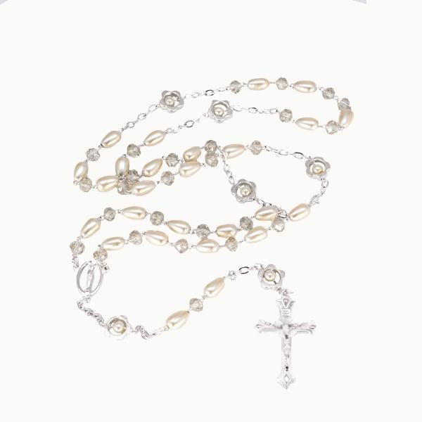 Rosario religioso artesanal para boda, xv años y primera comunión (paquete de 2 rosarios)