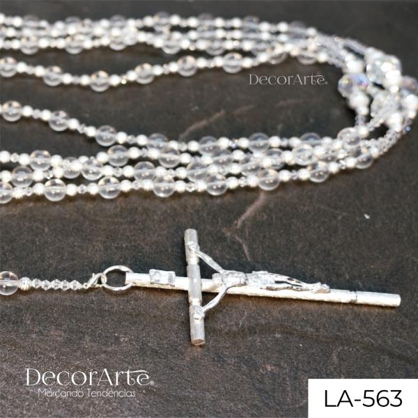 Lazo de boda artesanal de cristal cortado y metal plata