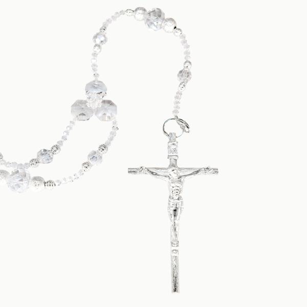 Lazo de boda artesanal de cristal cortado y metal plata