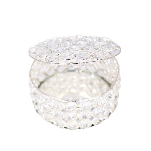 Cofre para lazo de boda o alhajero plata (cristal cortado)