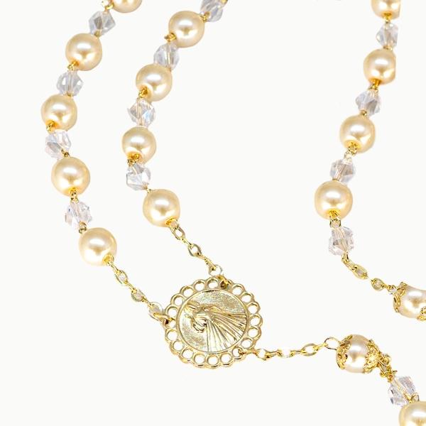 Rosario fino religioso artesanal para boda, xv años y primera comunión (paquete de 3 rosarios)