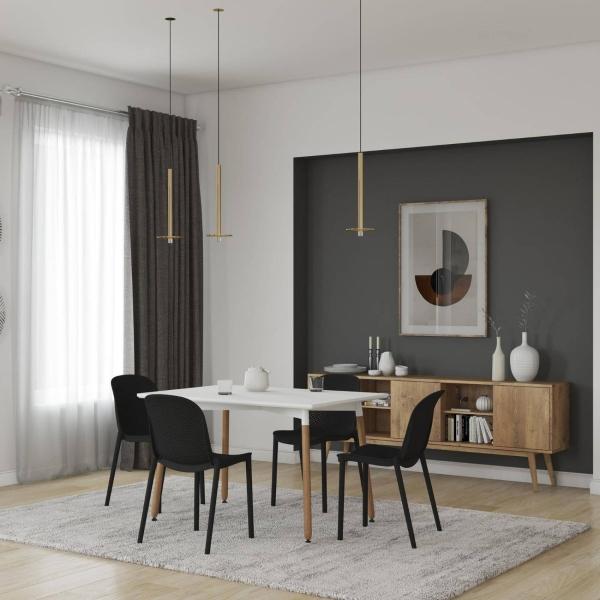 Comedor Rectangular para 4 personas, Moderno Midtown Concept Negro 120 CM