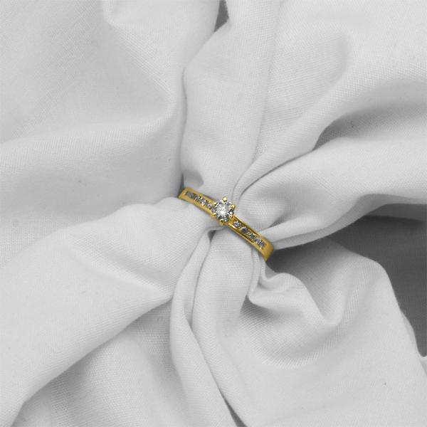 Anillo De Compromiso Oro 14k Diamante 0.33ct Certificado .