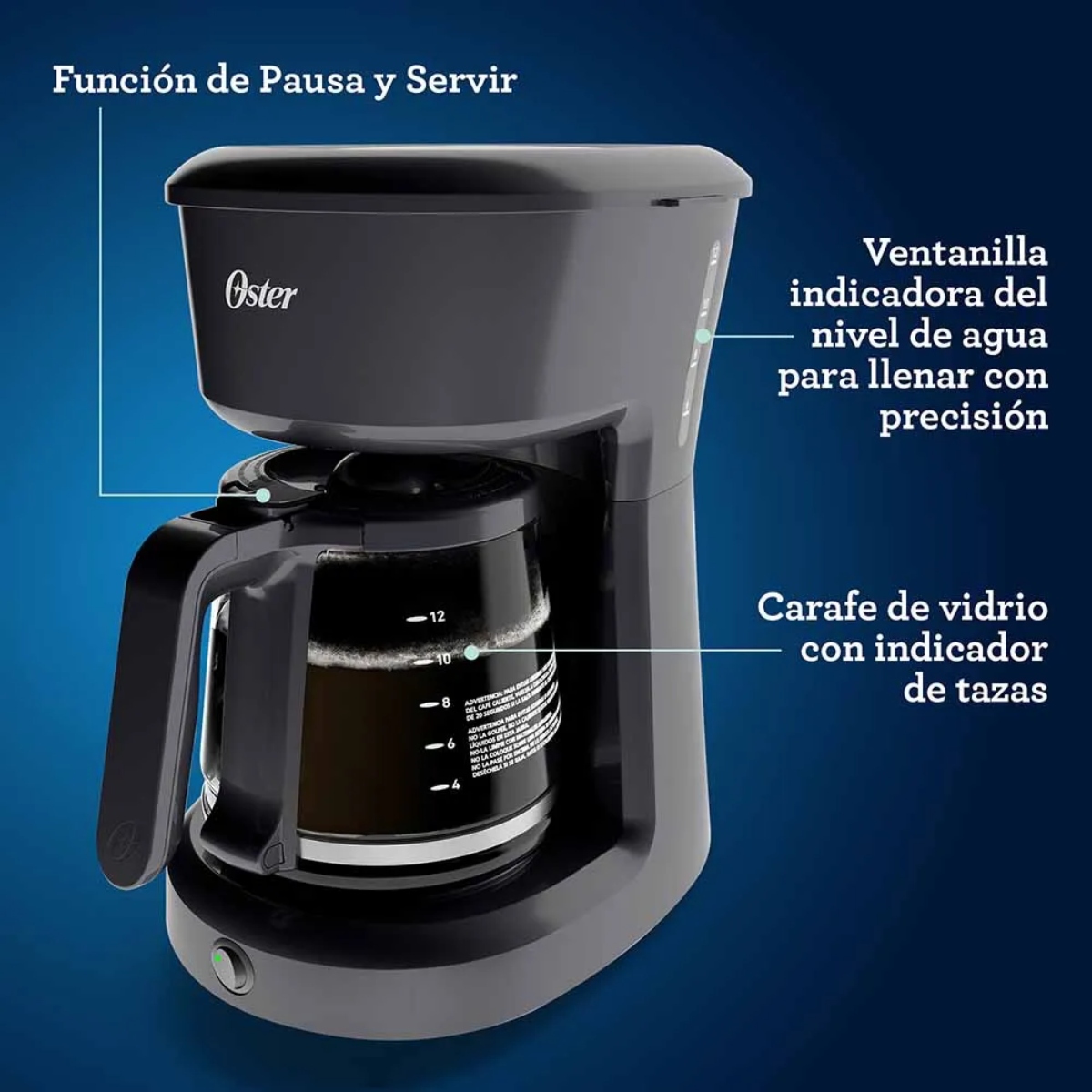 CAFETERA OSTER BVSTDCS12B C/FILTRO PERMANENTE 12 TAZAS NEGRO ALBY3.