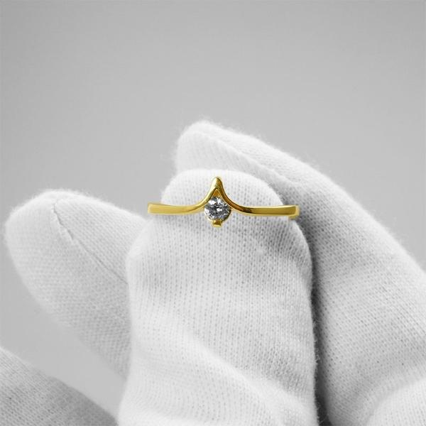 Anillo De Compromiso VAROURO  Oro 14k Diamante 0.12ct Certificado.