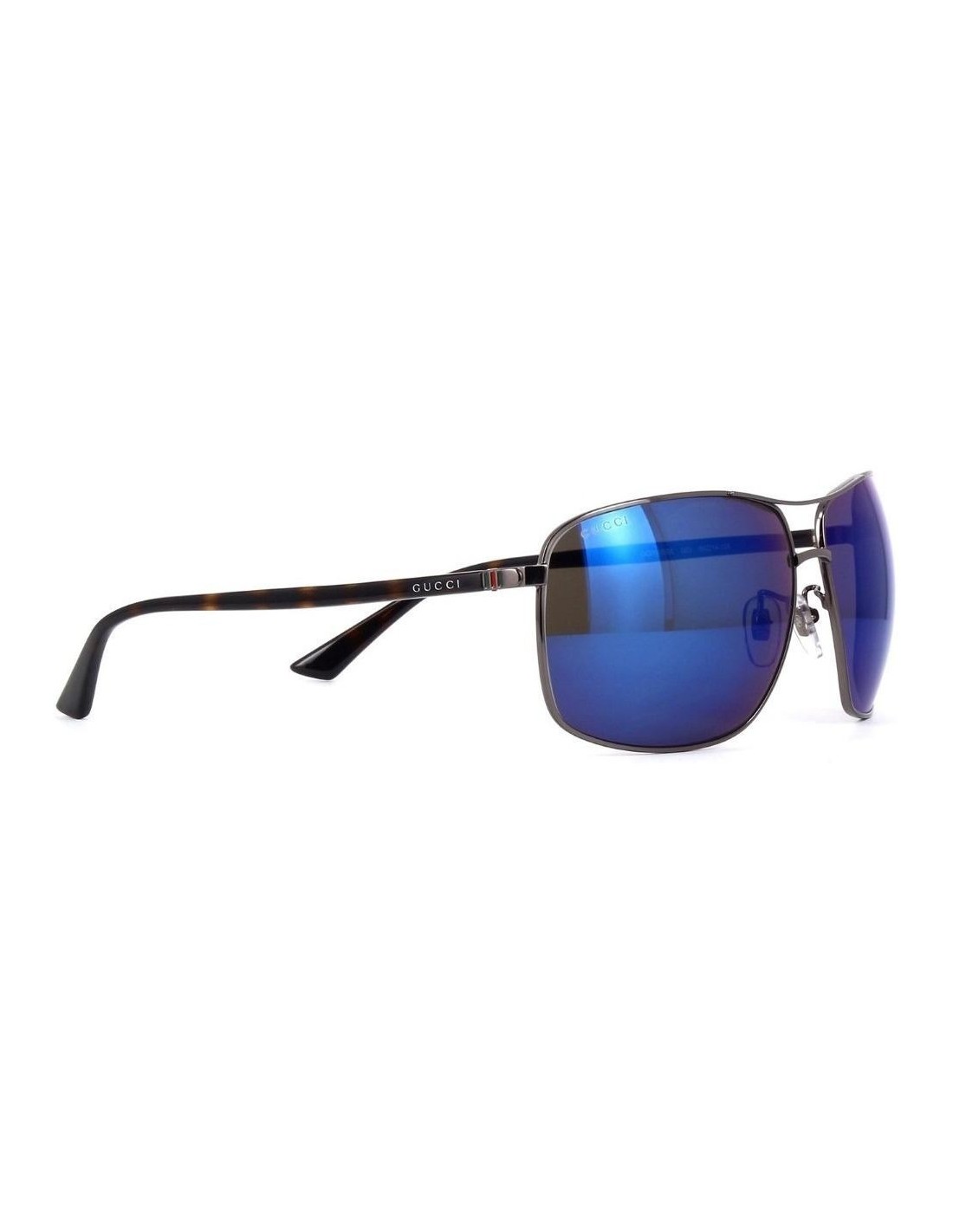 Lentes de sol Gucci Gg0065sk 003 Aviador Azul Espejo Plateado Original