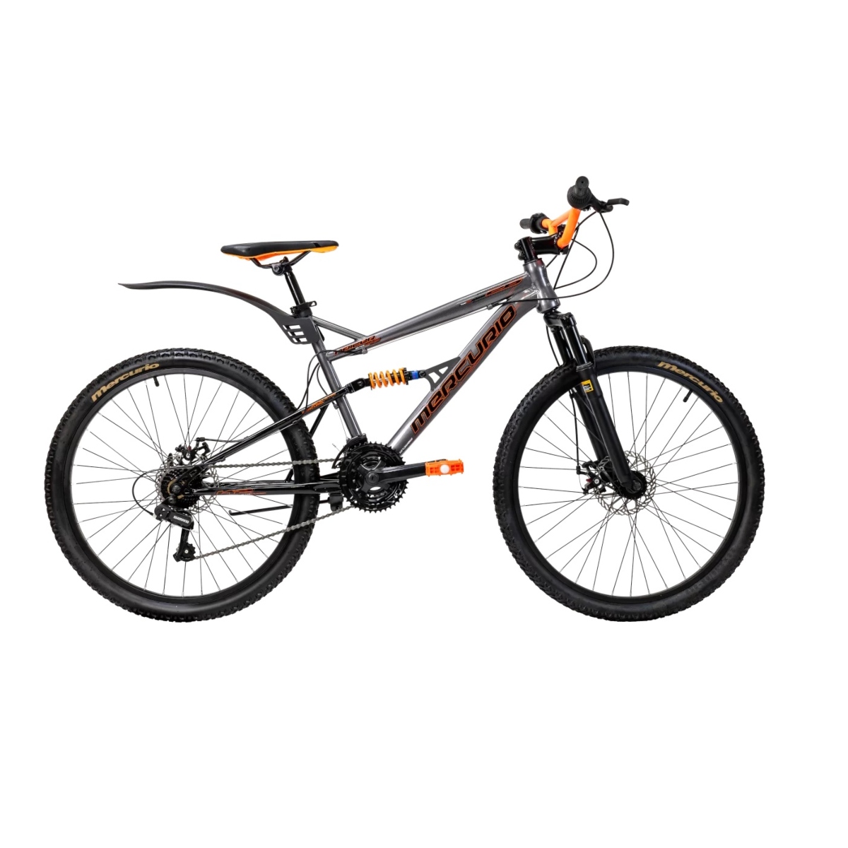 BICICLETA MERCURIO KAIZER DH R26 DOBLE SUSPENSIÓN 21V SHIMANO GRIS ENDY16