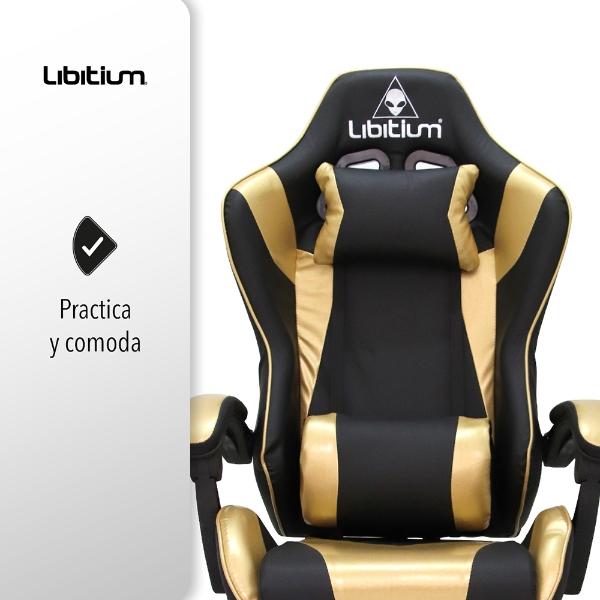 Silla Gamer Libitium Gaming Consola Pc Ergonomica Reclinable Dorado