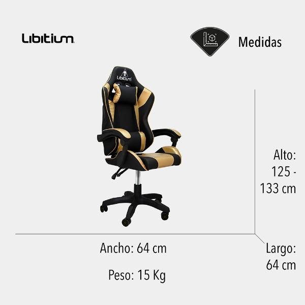 Silla Gamer Libitium Gaming Consola Pc Ergonomica Reclinable Dorado