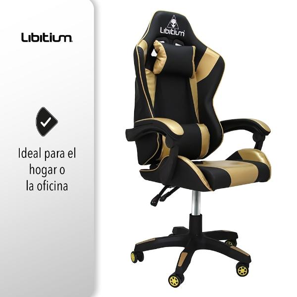 Silla Gamer Libitium Gaming Consola Pc Ergonomica Reclinable Dorado