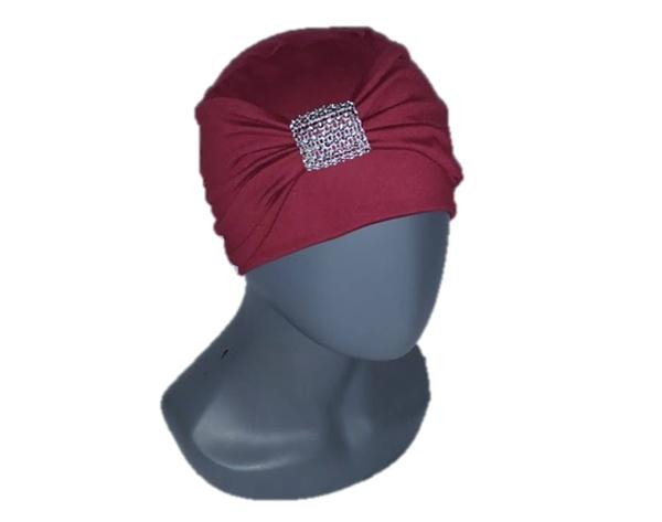 Gorros para Mujer tipo turbantes con banda de algodón seda (pack 2 piezas: Negro y tinto). Oncologicos, alopecia, Moda, elegante