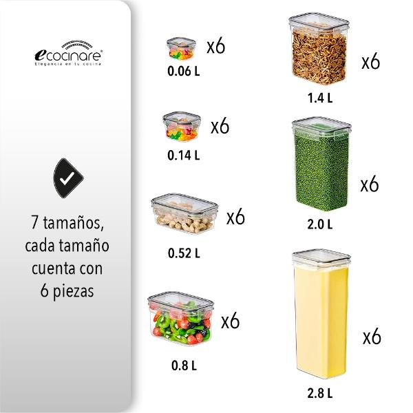 Set De Recipientes Herméticos De 42 Piezas Con Tapa