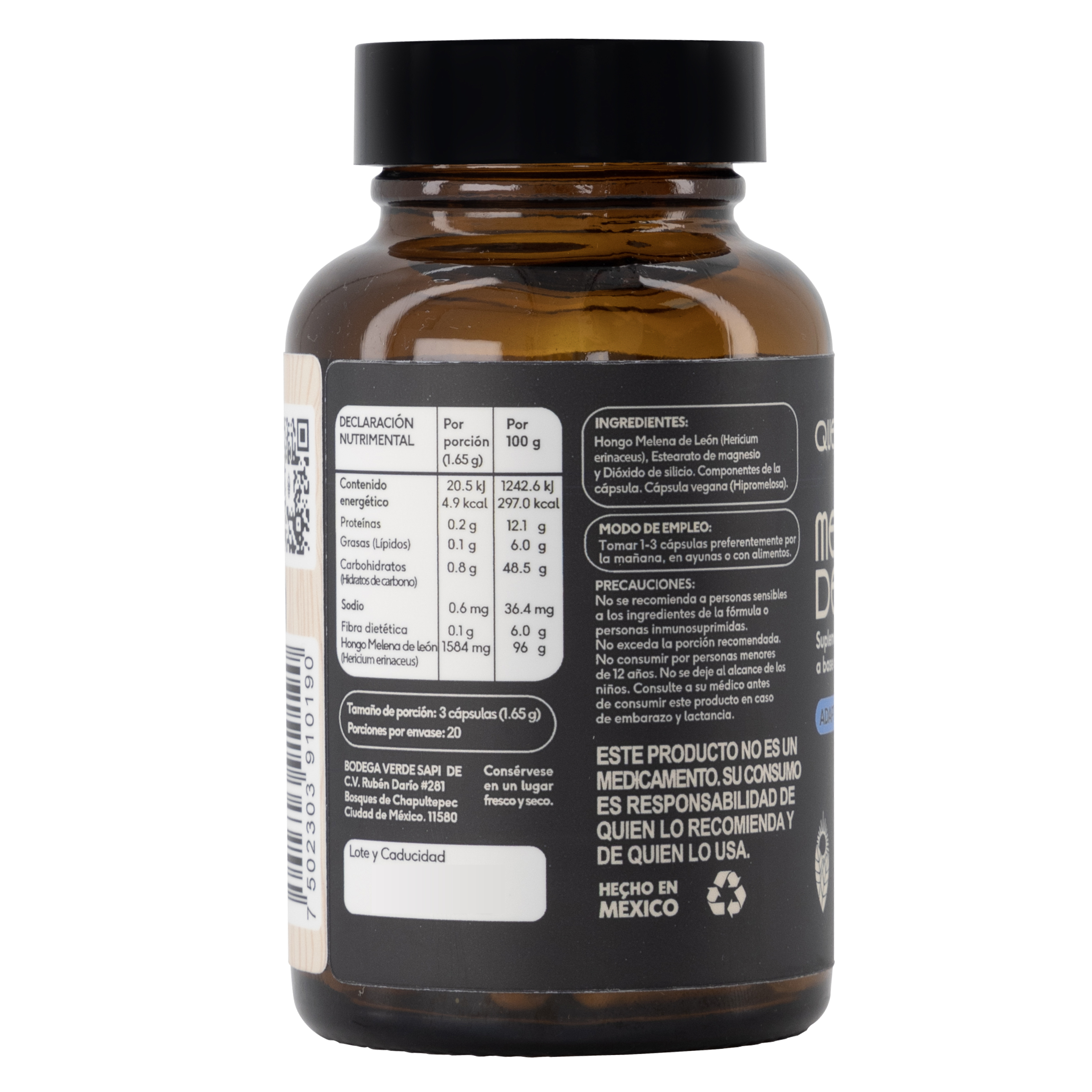 Hongo Melena de León 60 cápsulas veganas Quenut Lion's Mane 