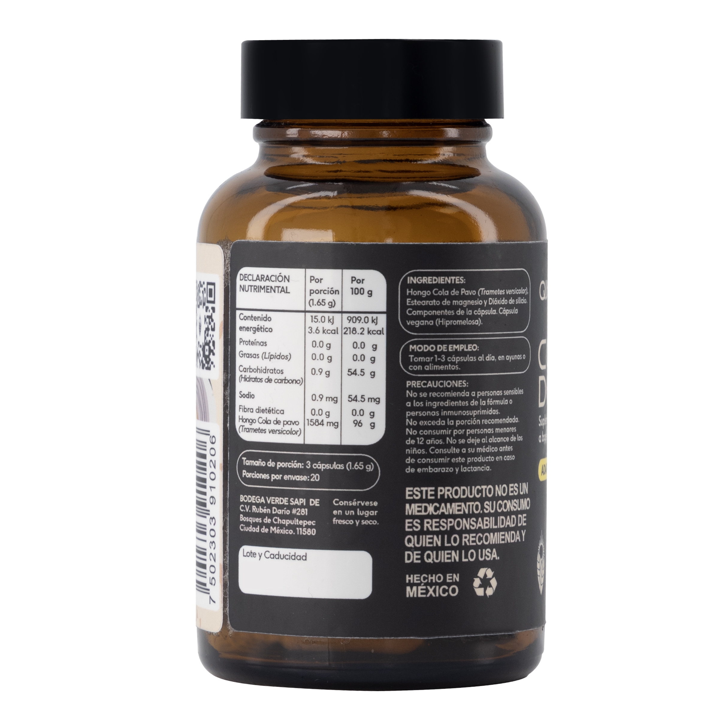 Hongo Cola de Pavo 60 cápsulas veganas Quenut Turkey Tail 