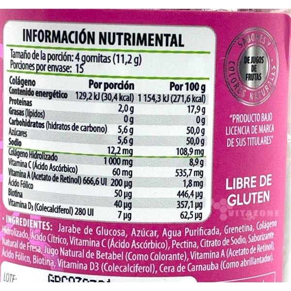 Colágeno + Biotina 60 gomitas Belabear Vitamina A C D 