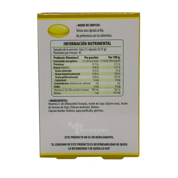 Vitamina E y Biotina 45 cápsulas Solanum 