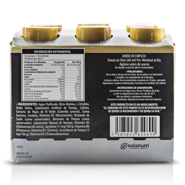 Grizzfit Pre-workout 9 shots Cafeína, Té Verde Soalnum 