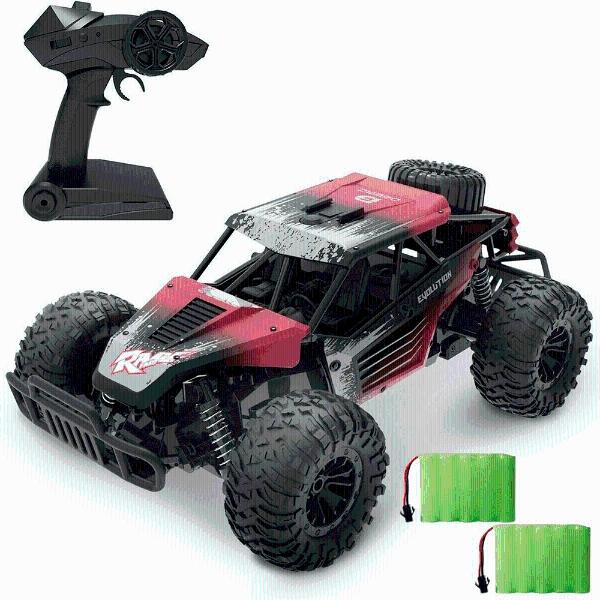 Auto Todo Terreno a Control Remoto Escala 1/16 Velocidad 20 Km/h RC Rojo Recargable 2 Baterías