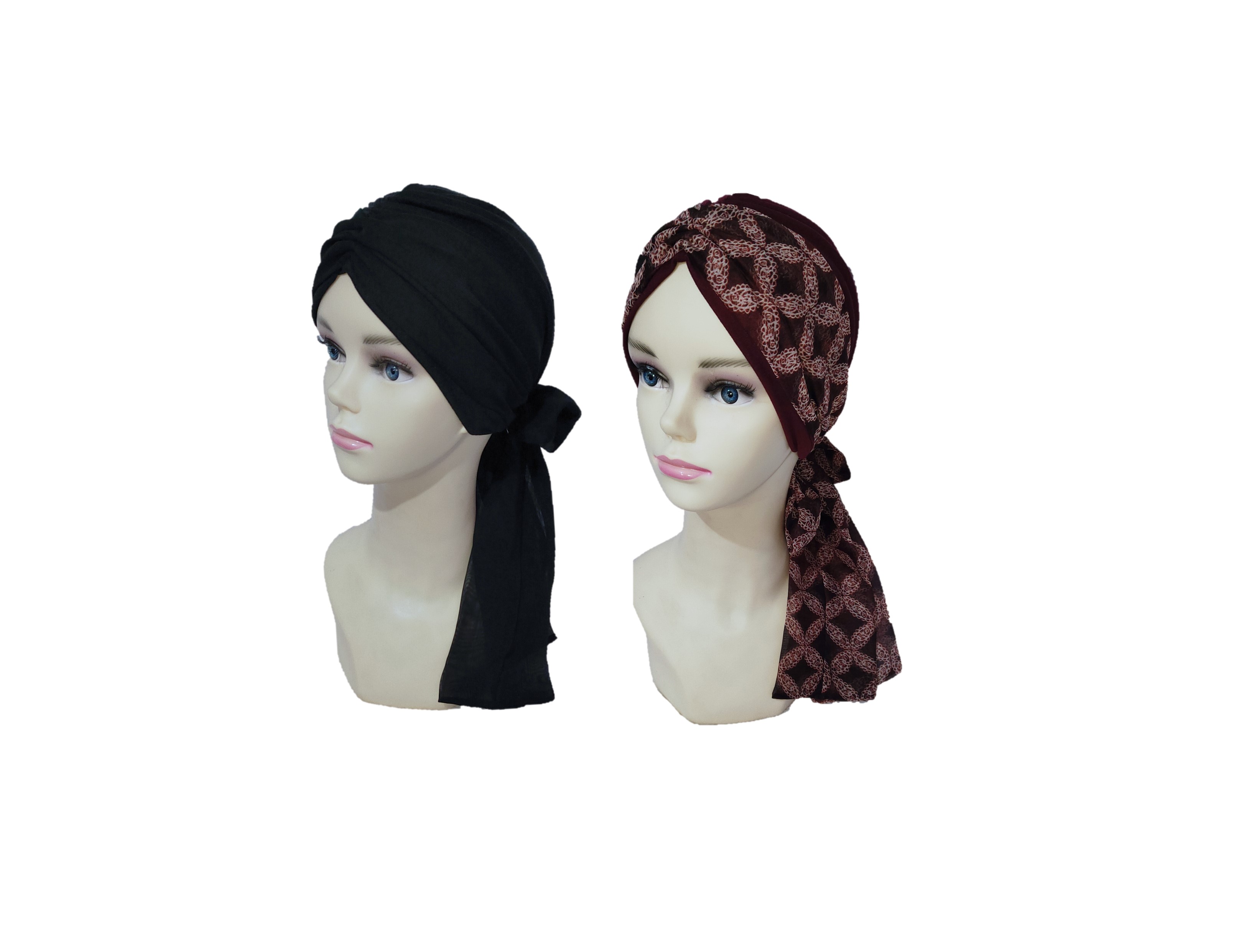 Gorros para Mujer tipo turbantes con banda de algodón seda (pack 2 piezas). Oncologicos, alopecia, restaurant, Moda.