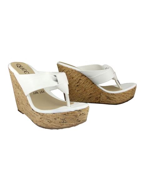 Plataforma Para Mujer Pata De Gallo Forrada En Corcho-Color Blanco