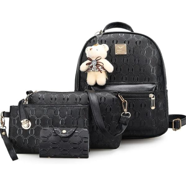 Mochila 4 piezas moderna casual mujer accesorios 
