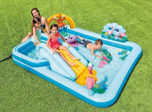 Divertida alberca con tobogan y accesorios infantil 