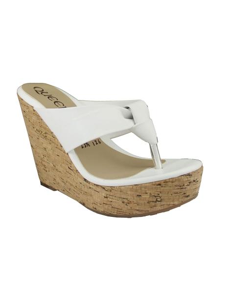 Plataforma Para Mujer Pata De Gallo Forrada En Corcho-Color Blanco