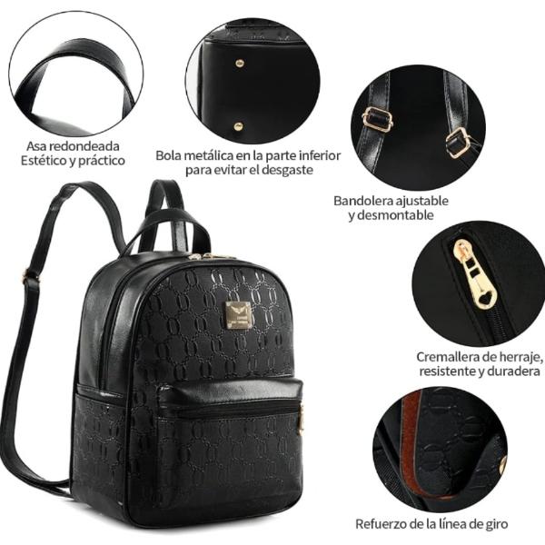 Mochila 4 piezas moderna casual mujer accesorios 