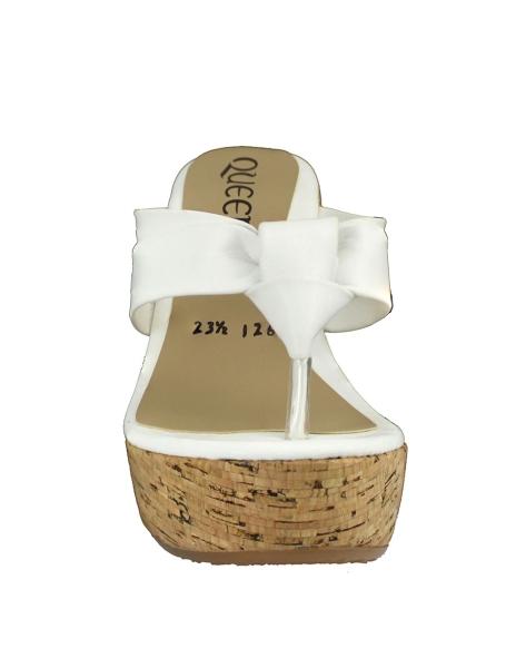 Plataforma Para Mujer Pata De Gallo Forrada En Corcho-Color Blanco