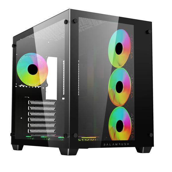 Gabinete Balam Rush Tank Pro con Ventana Midi-Tower Midi-ATX Usb 2.0 Sin Fuente RGB Negro.