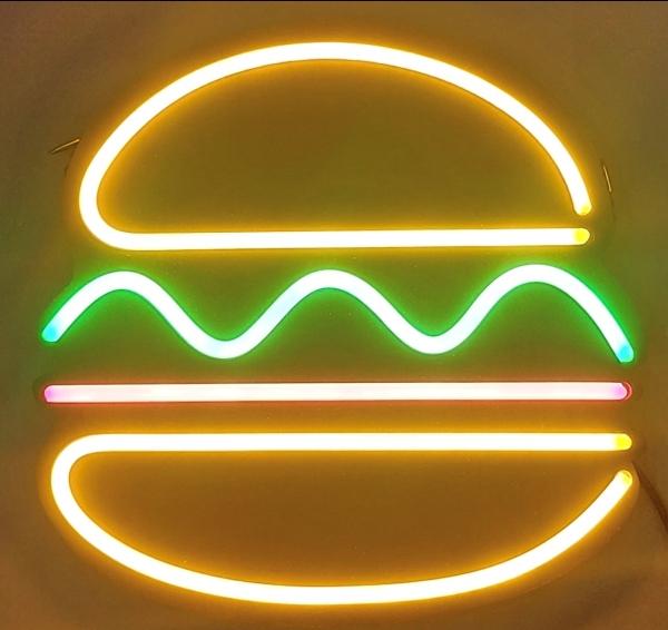 LETRERO HAMBURGUESAS NEON SUPER BRILLANTE