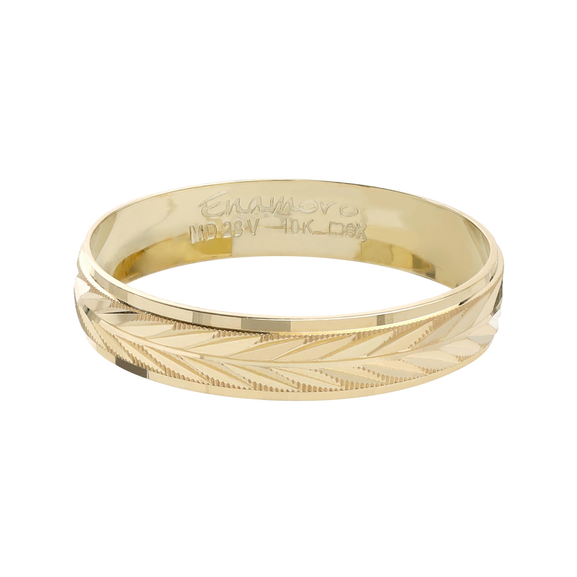 ARGOLLA MATRIMONIO ORO 10K , 4MM , MOD.ESPIGA   .