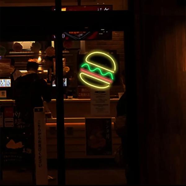 Letrero hamburguesa led neon