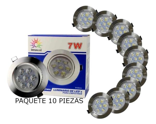 Luminaria Plafon Led 7w Spot Dirigible Empotrado Paquete 10 Piezas