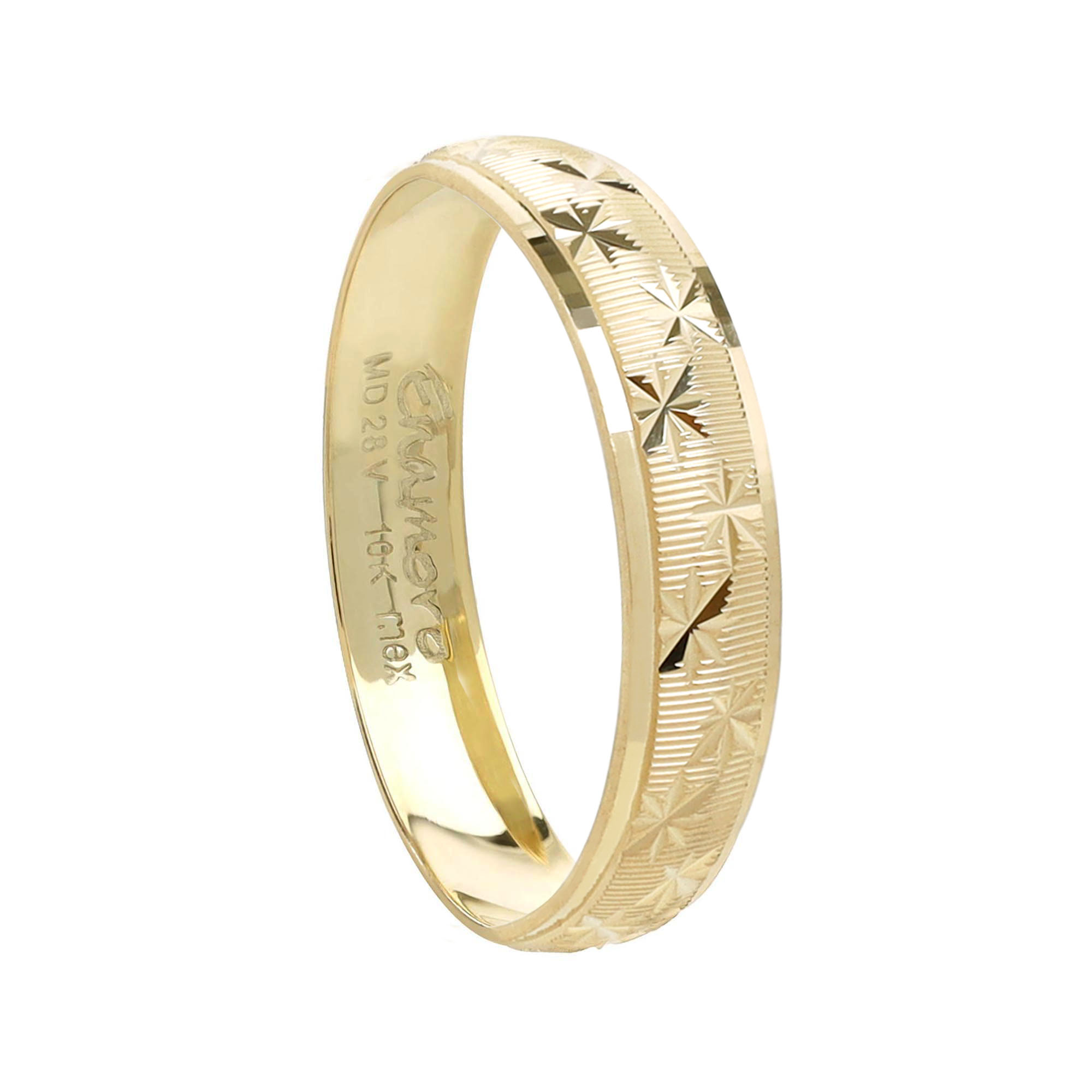 Argolla de matrimonio Oro 10k 4mm Diamantada mod.Iza