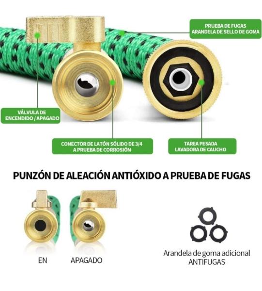 Manguera expandible 15 metros con accesorios reforzado 