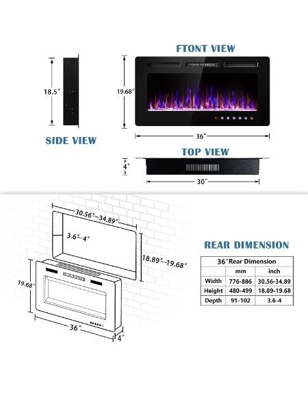 Chimenea electrica a empotrar diversos colores de flama