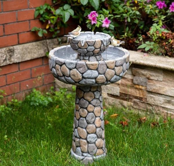 Fuente con pajaros exterior patio jardín terraza decoración 