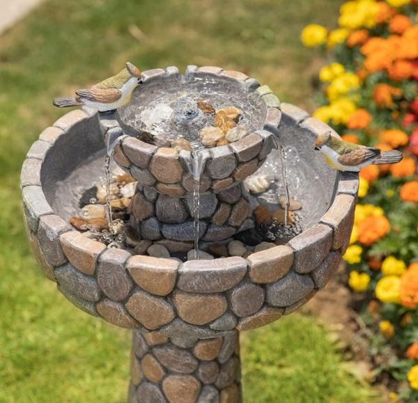 Fuente con pajaros exterior patio jardín terraza decoración 