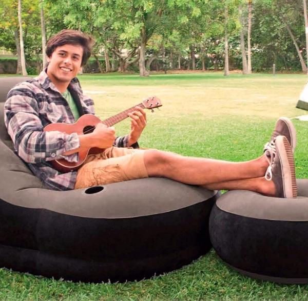 Tumbona con atomana inflables descanso comodidad 