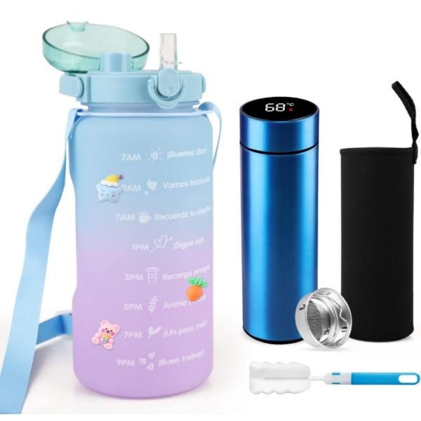 Pack de botella para agua 2 L y termo inteligente 500 ml