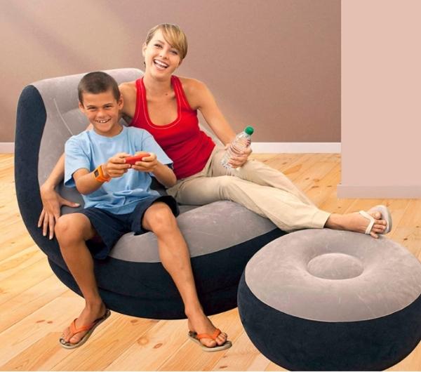 Tumbona con atomana inflables descanso comodidad 