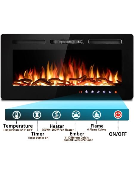 Chimenea electrica a empotrar diversos colores de flama