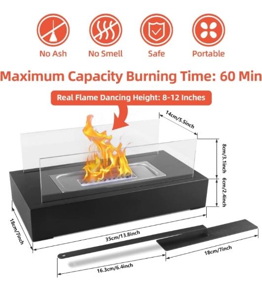 Chimenea portátil ecológica interior exterior bioetanol 
