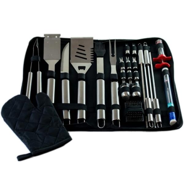 Kit parrillero de acero 24 piezas con estuche 