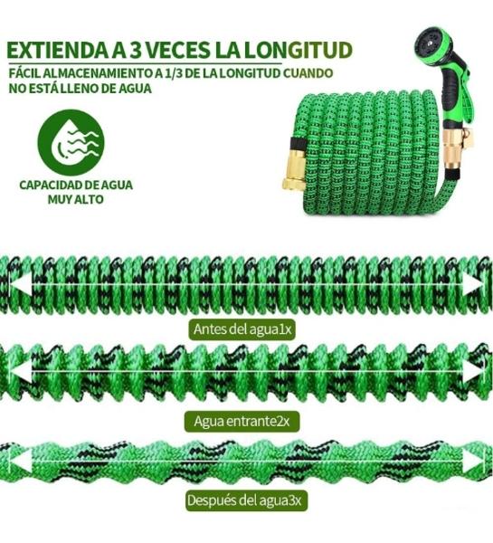 Manguera expandible 15 metros con accesorios reforzado 