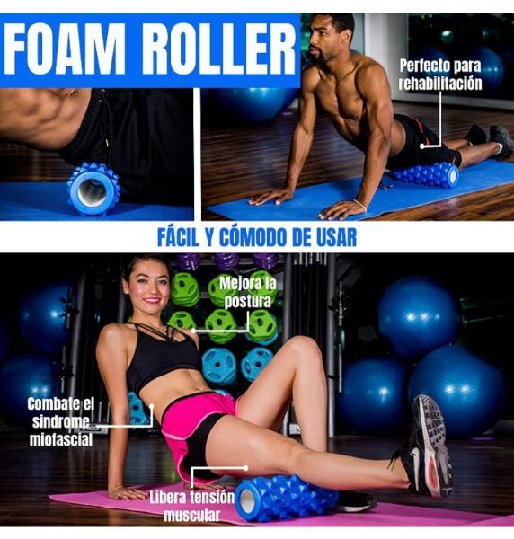 Cilindro de hule espuma para automasaje y relajación de músculos 
